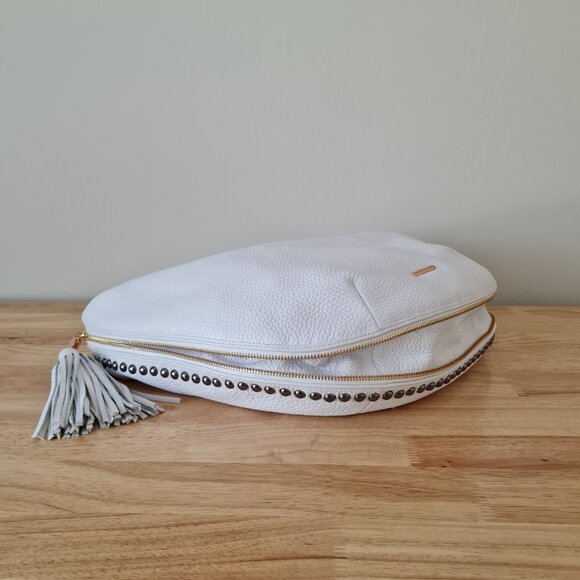 Rebecca Minkoff Bailey Austin Studded Hobo White Pebbled Leather Shoulder Bag - Picture 12 of 15